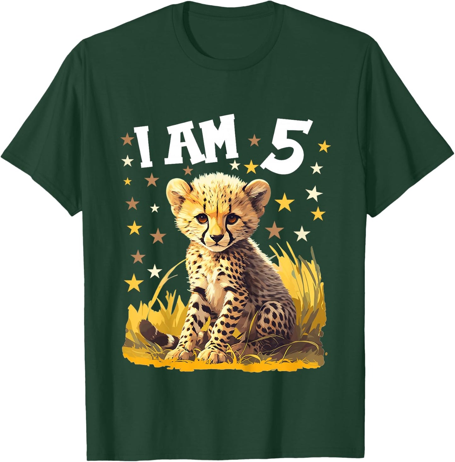 5 Years old 5 birthday Cheetahs Boy Girl Cheetah T-Shirt - T-Shirt | Forest