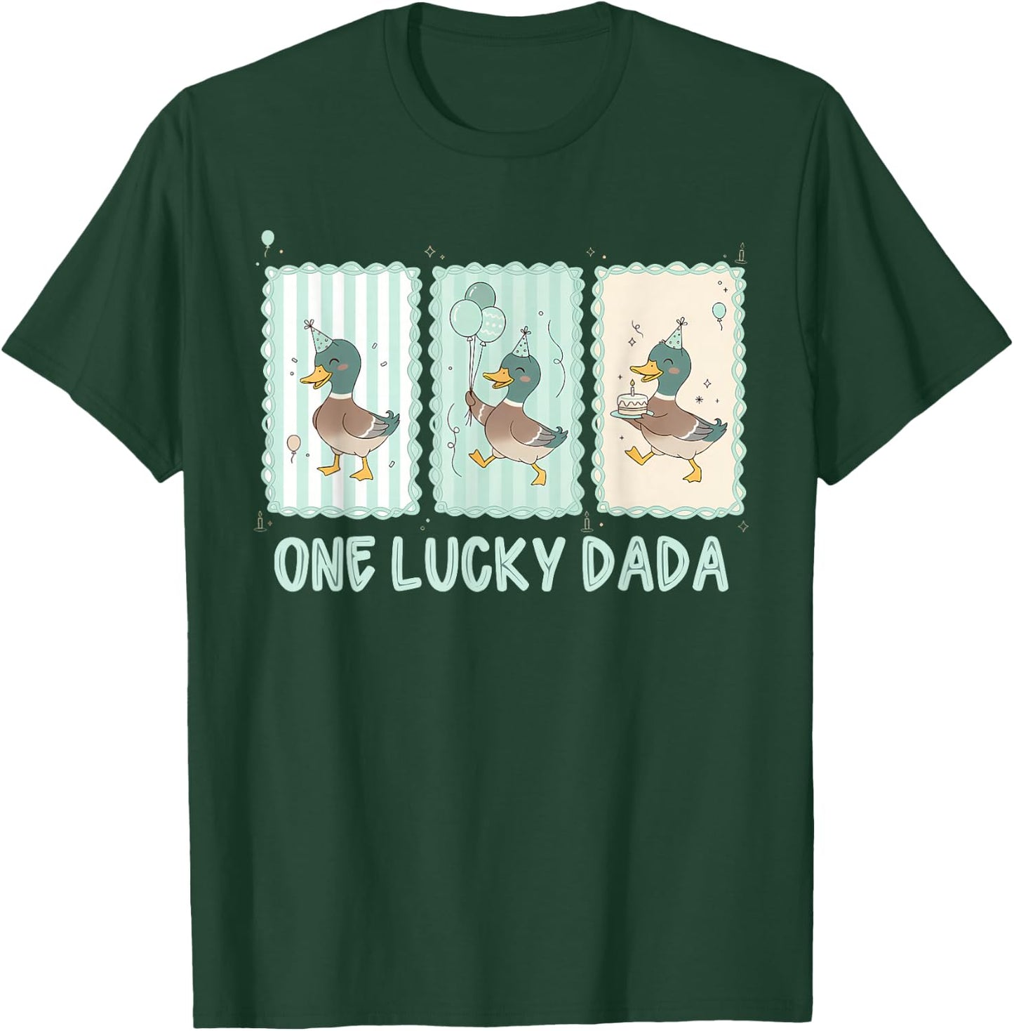 One Lucky Dada 1st Birthday Party Silly Goose Dad Matching T-Shirt - T-Shirt | Forest