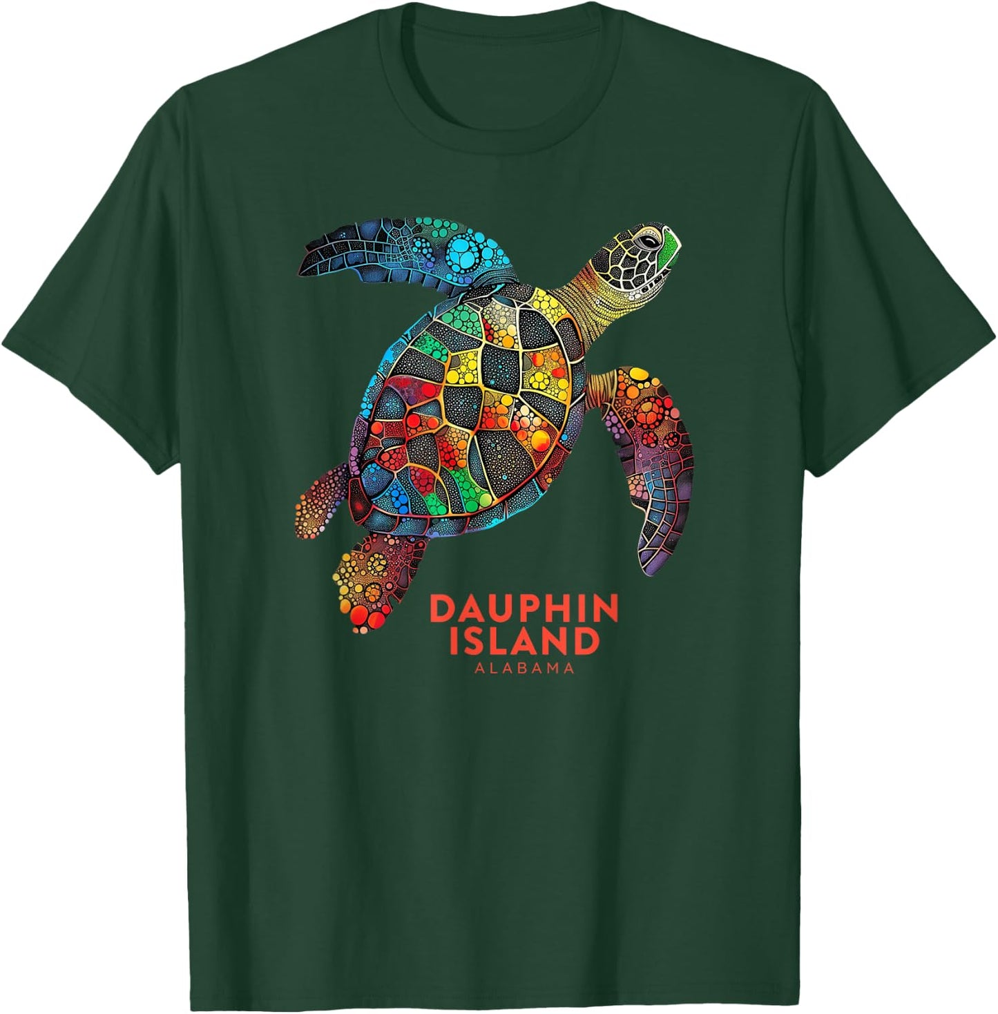 Dauphin Island Alabama Summer Vacation Sea Turtle Vintage Men Women T-Shirt - T-Shirt | Forest