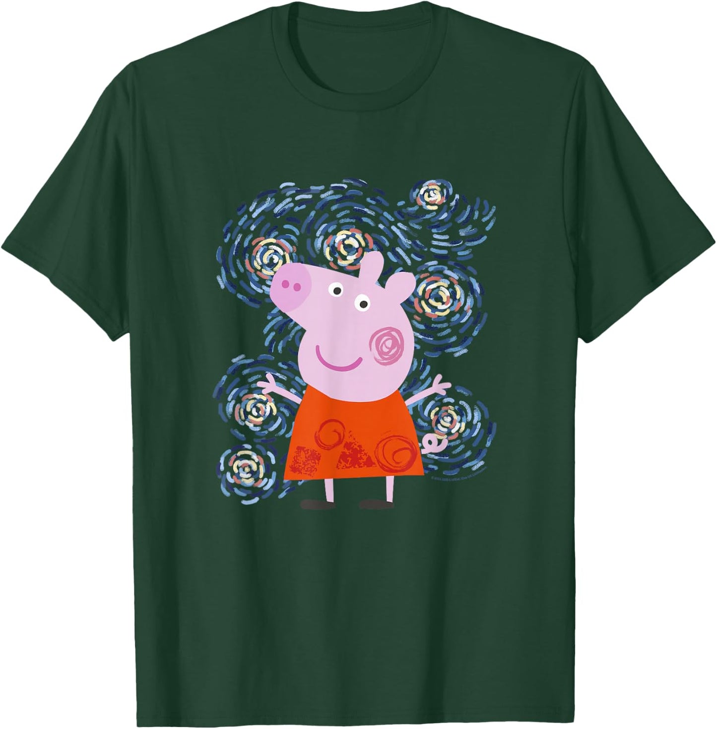 Peppa Pig Starry Night Inspired Artsy Portrait T-Shirt - T-Shirt | Forest