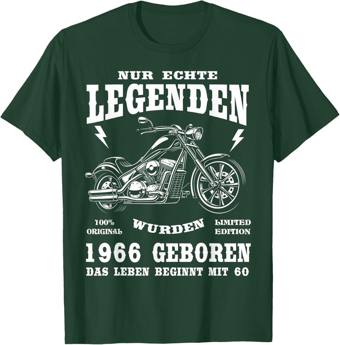 60 Geburtstag Mann Biker Geschenk Motorrad Chopper 1966 T-Shirt - T-Shirt | Forest