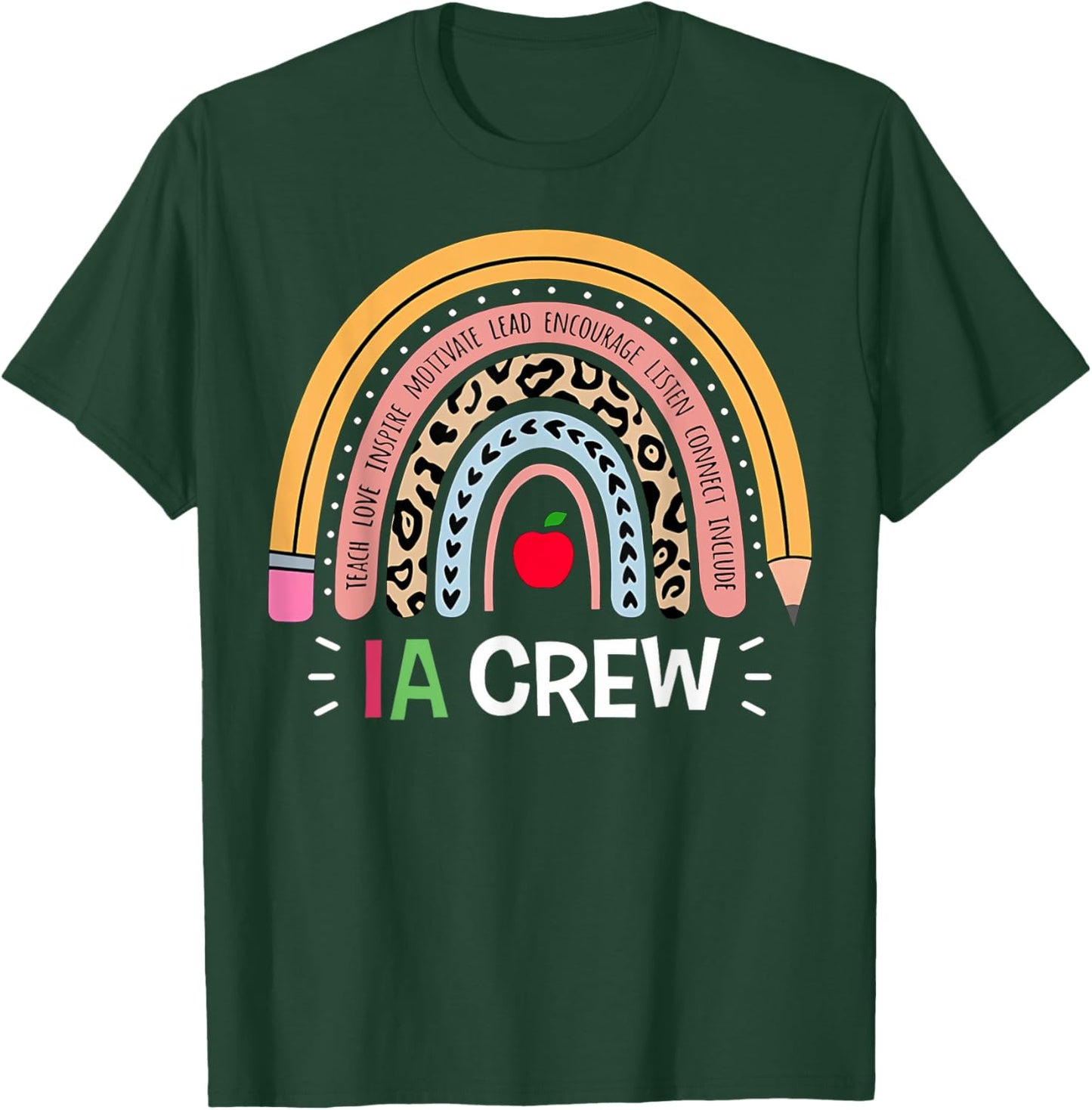 IA Crew Instructional Assistant Rainbow Teachers Aide T-Shirt - T-Shirt | Forest