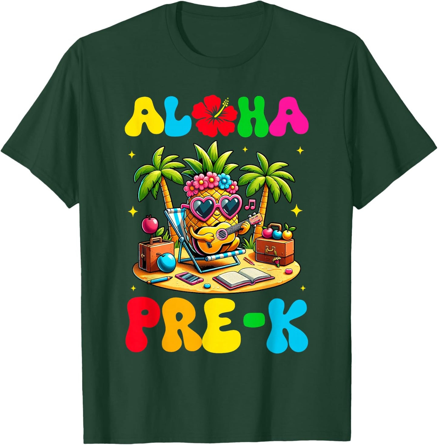 Aloha Pre-K Pineapple Hawaii Back to School Kids Girls T-Shirt - T-Shirt | Forest