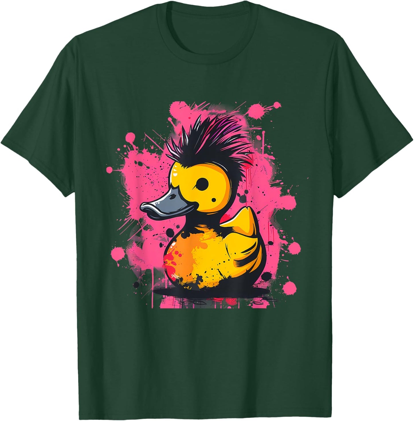 Rubber Duck Punk Rock Rubber Duckling Artwork Watercolor T-Shirt - T-Shirt | Forest