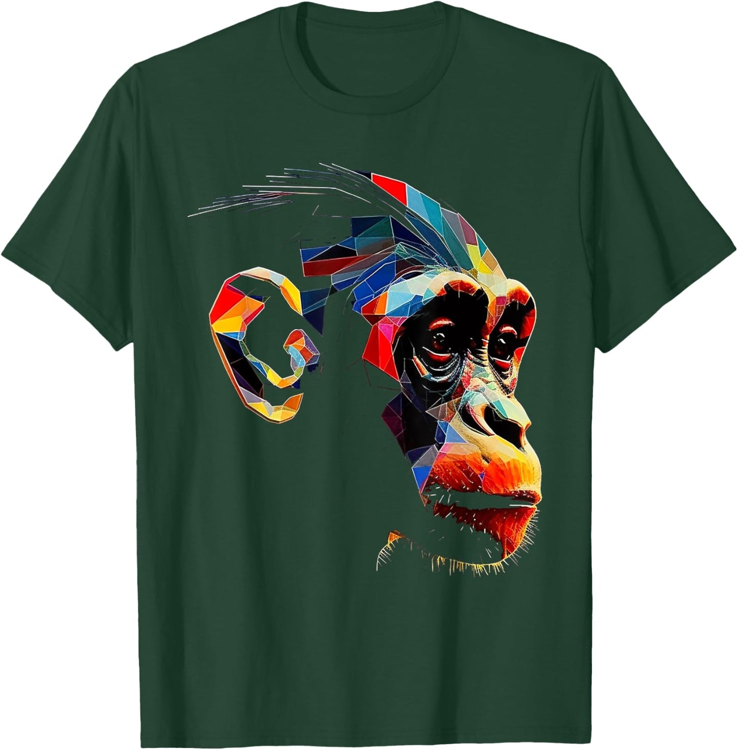 Monkey Zoo Colourful Monkey Face Polygon Animal Motif Monkey T-Shirt - T-Shirt | Forest