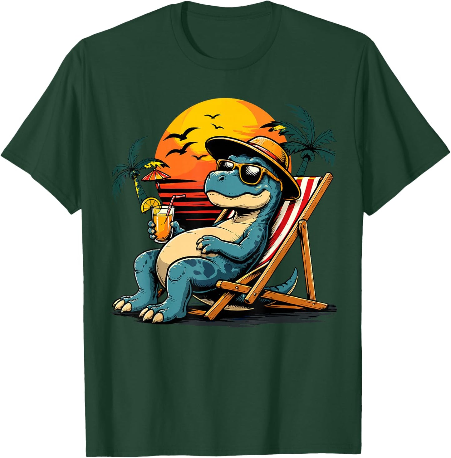 Funny Dino Beach Vacation Dinosaur T-Shirt - T-Shirt | Forest