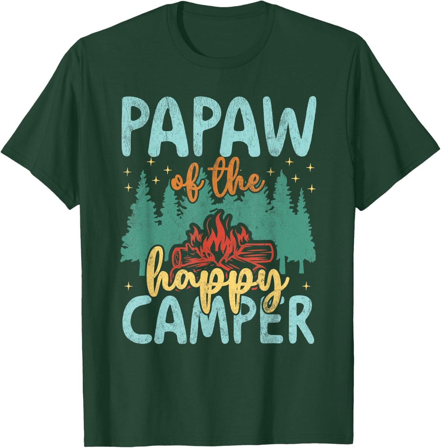 Papaw of Happy Camper 1st Birthday Party Retro Papaw T-Shirt - T-Shirt | Forest