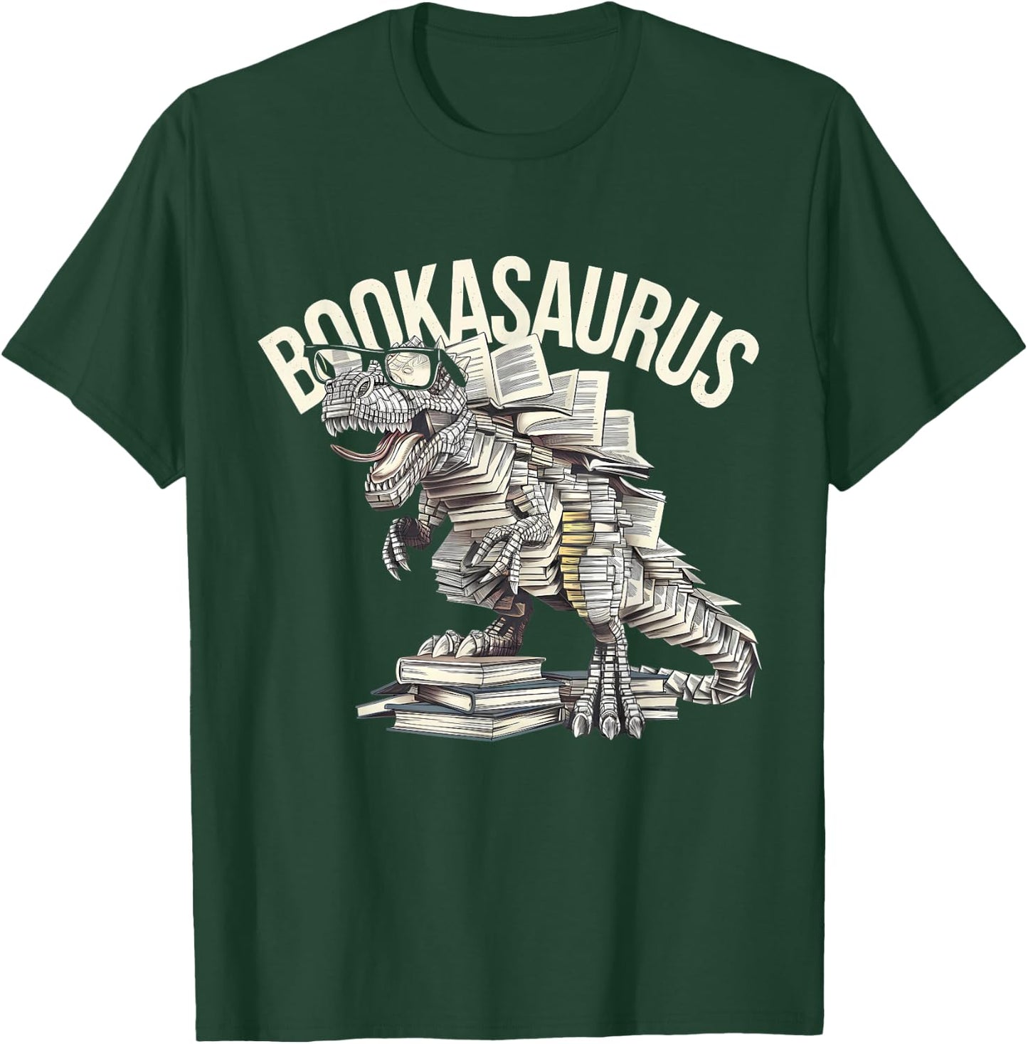 Book Dinosaur Bookworm T-Rex Dino Reading Books Funny Book T-Shirt - T-Shirt | Forest