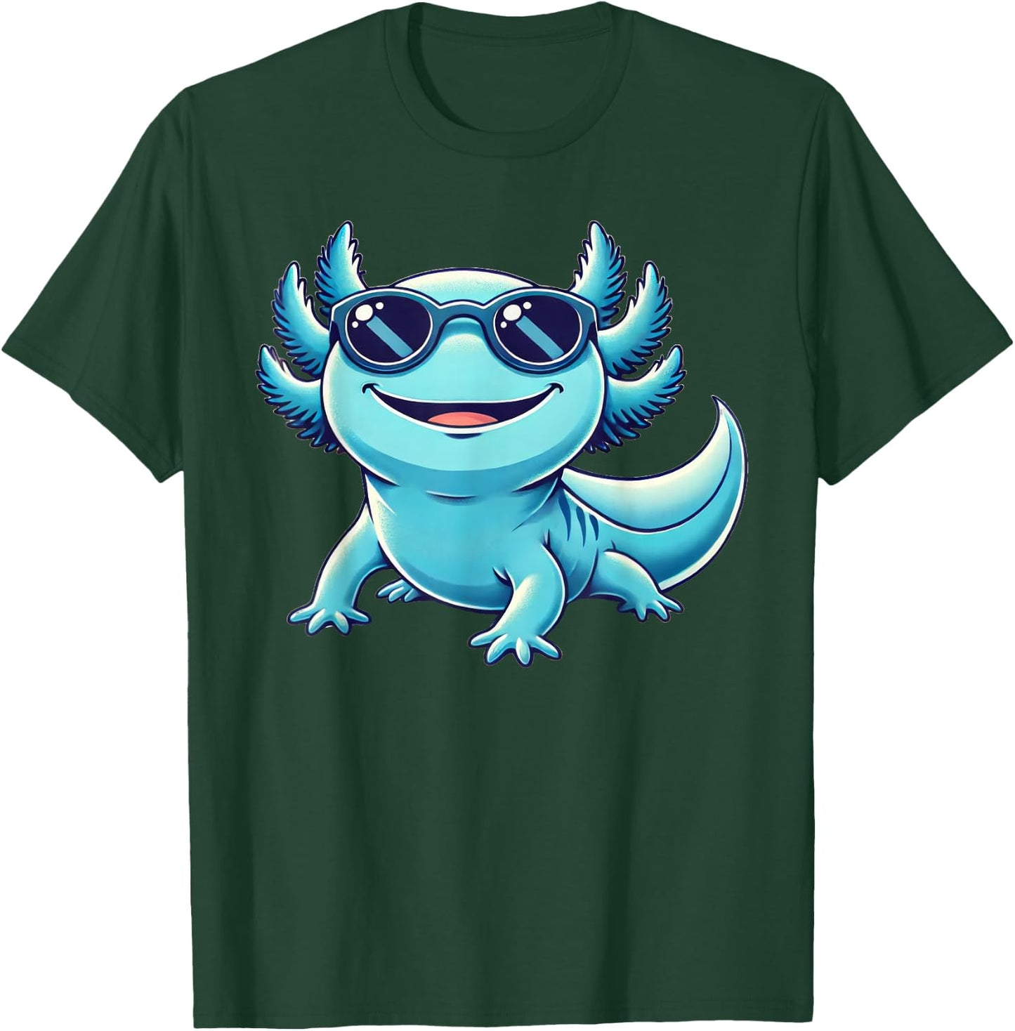 Blue Axolotl Wearing Sunglasses Funny Axolotl T-Shirt - T-Shirt | Forest