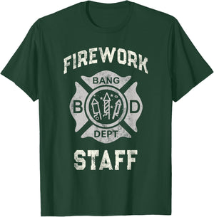 Funny FIREWORK STAFF Technician July 4th Fireworks Safety T-Shirt - T-Shirt | Forest
