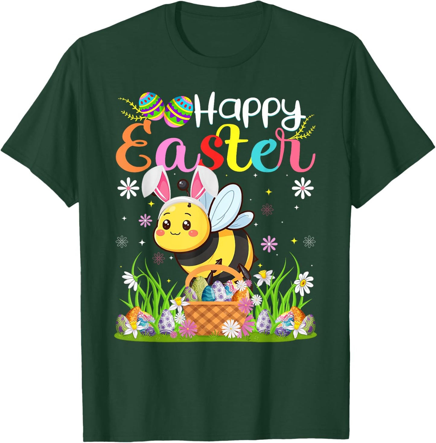 Bees Happy Easter Egg Hunt Bunny Ear Bees Easter T-Shirt - T-Shirt | Forest