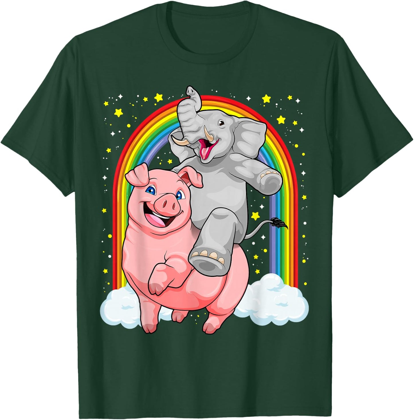 Elephant Riding Pig Funny And Magical Elephant Pig Pun T-Shirt - T-Shirt | Forest