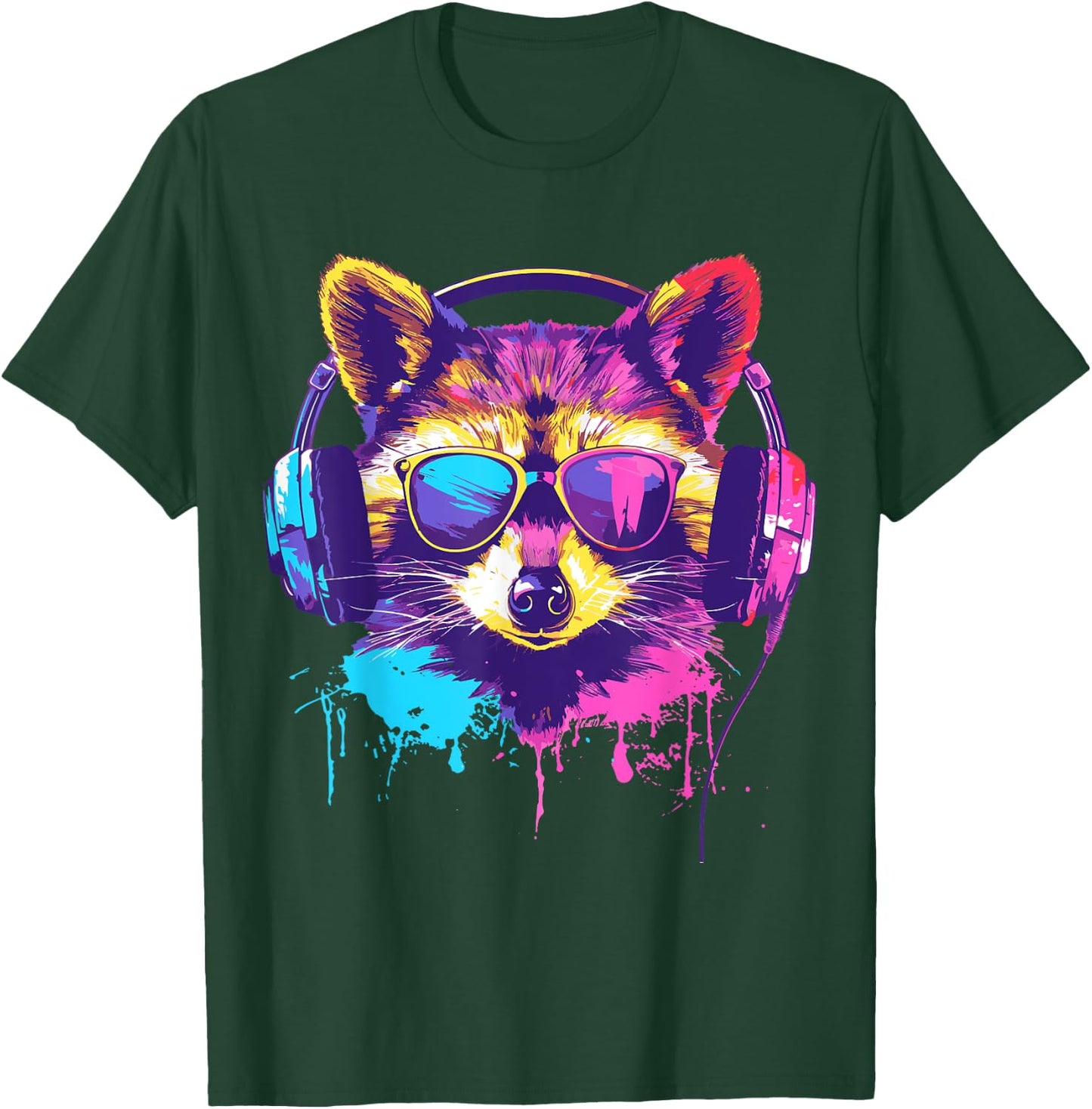 DJ Raccoon Outfit for Music Raccoon Techno Raccoon , black T-Shirt - T-Shirt | Forest