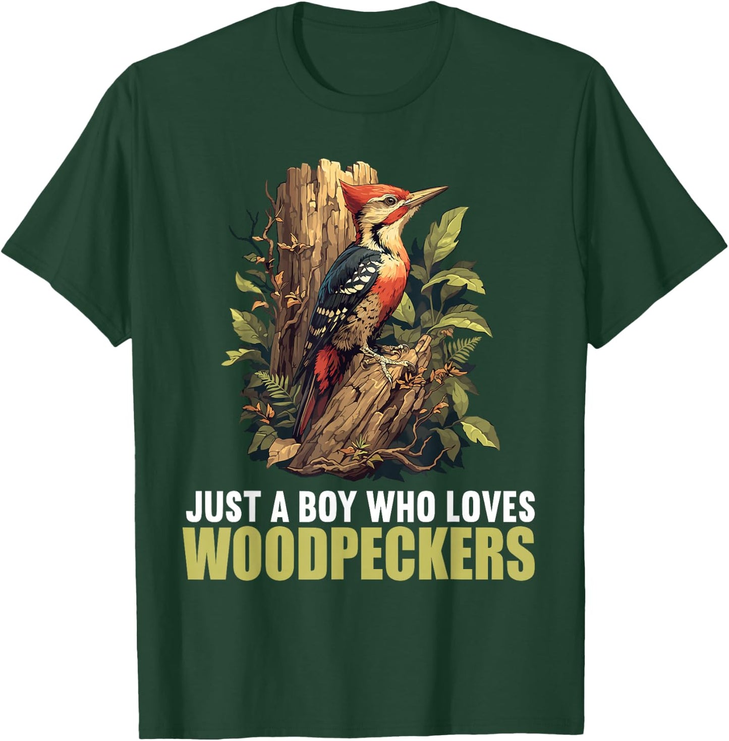 Just a Boy who loves Woodpeckers. Woodpeckers Woodpecker T-Shirt - T-Shirt | Forest