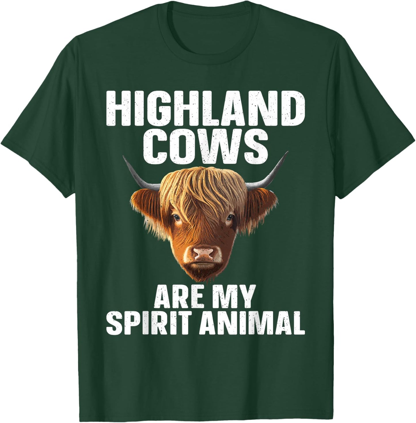 Funny Highland Cow Design Women Highlander Cow Lover T-Shirt - T-Shirt | Forest