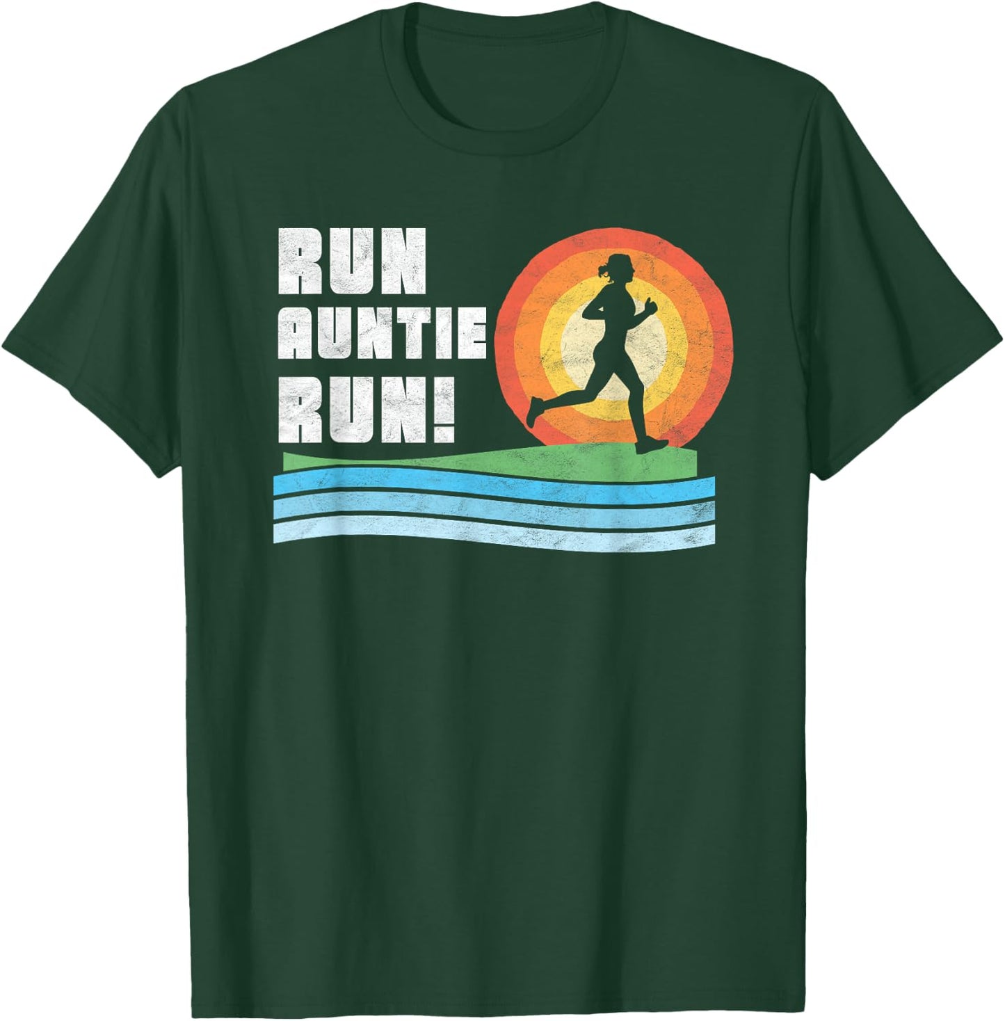 Run Auntie Run! Retro Style Vintage Race Cheering T-Shirt - T-Shirt | Forest