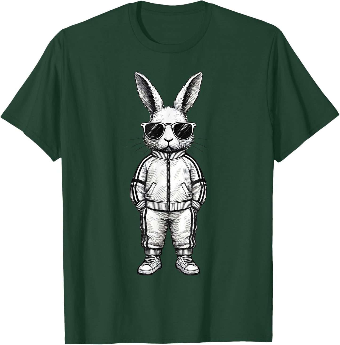 Bunny Face With Sunglasses Easter Day for Boys Men Kids T-Shirt - T-Shirt | Forest