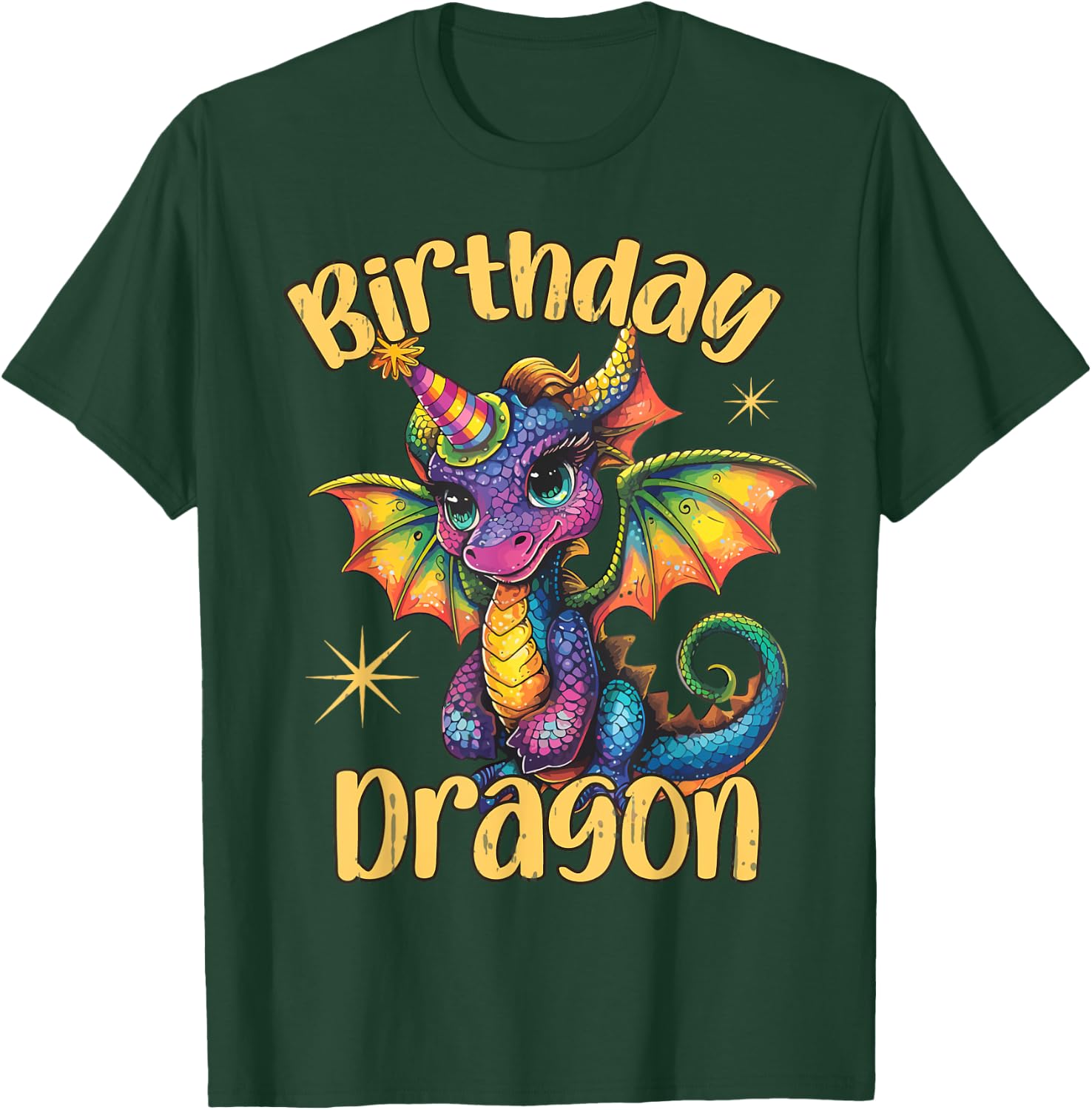 Birthday Dragon Lover Colorful Cute Dragons Party Themed T-Shirt - T-Shirt | Forest