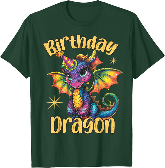 Birthday Dragon Lover Colorful Cute Dragons Party Themed T-Shirt - T-Shirt | Forest