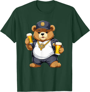 Big Fat Teddy Bear Gangster in Hip Hop Street Clothes T-Shirt - T-Shirt | Forest