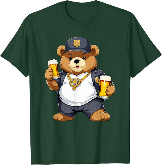 Big Fat Teddy Bear Gangster in Hip Hop Street Clothes T-Shirt - T-Shirt | Forest