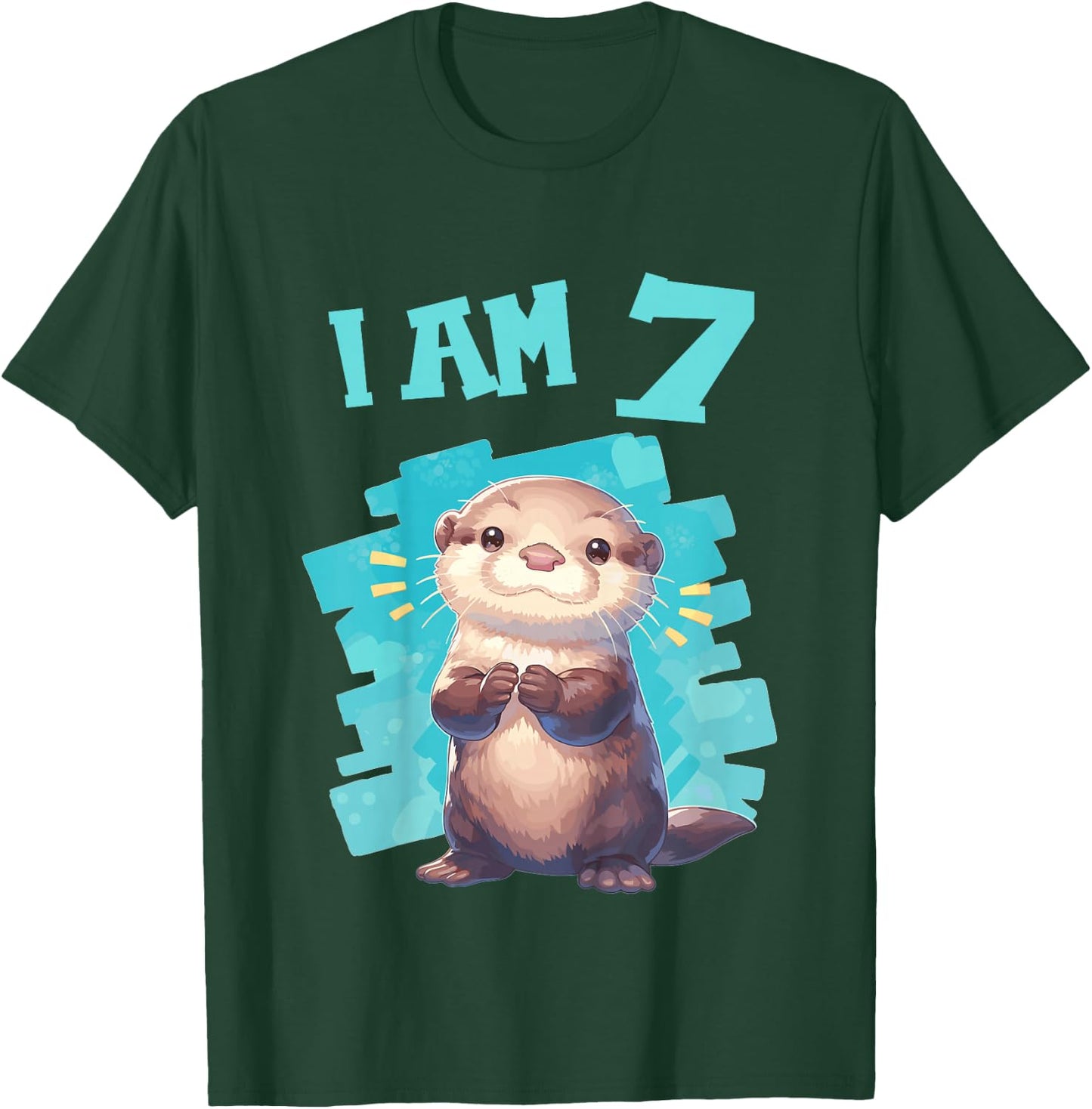 7 Years old 7 birthday Otters Boy Girl Otter T-Shirt - T-Shirt | Forest