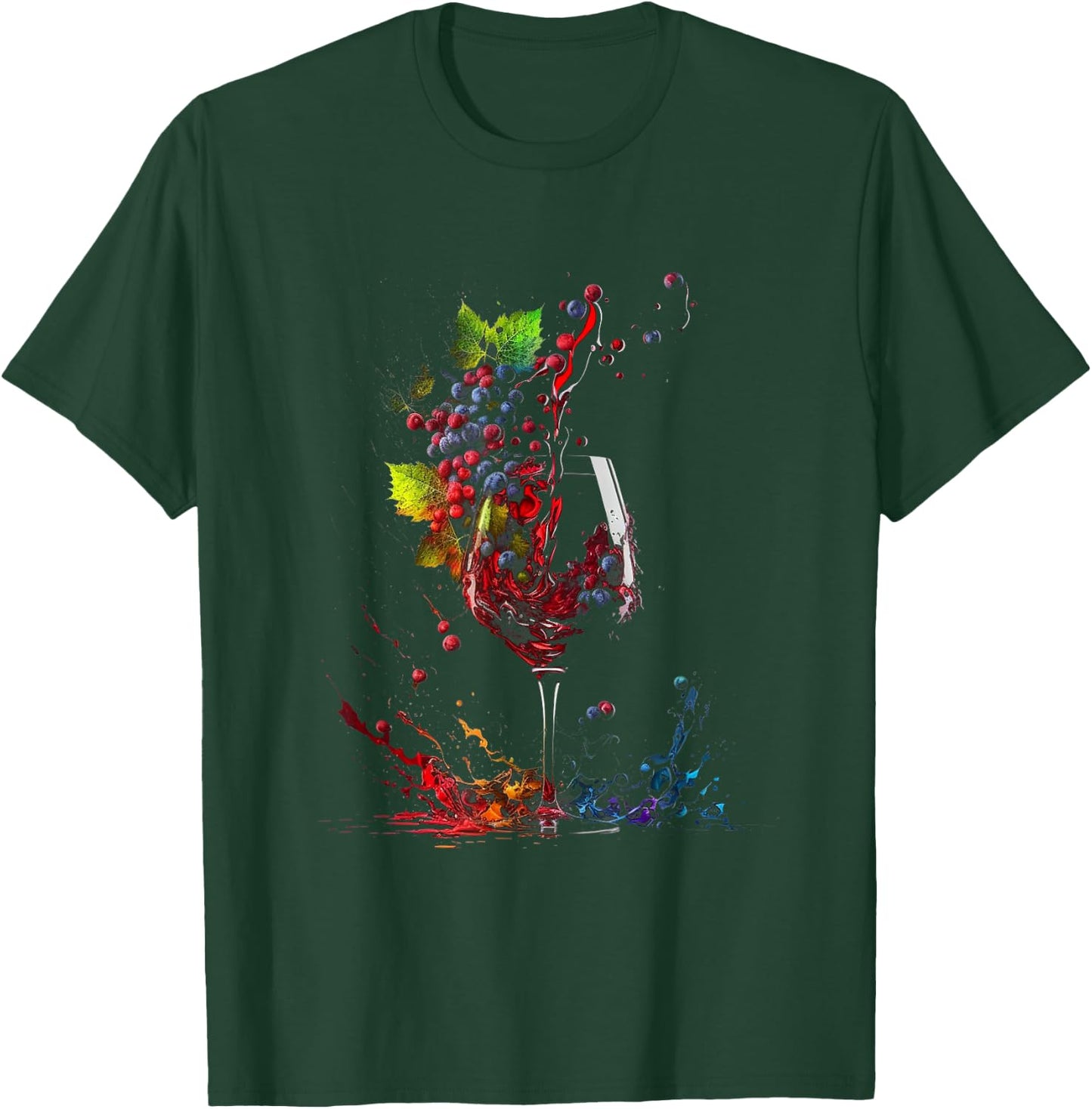 Wine Splash Art Wine Glass Grapes Wine Grower Winemaker , black T-Shirt - T-Shirt | Forest