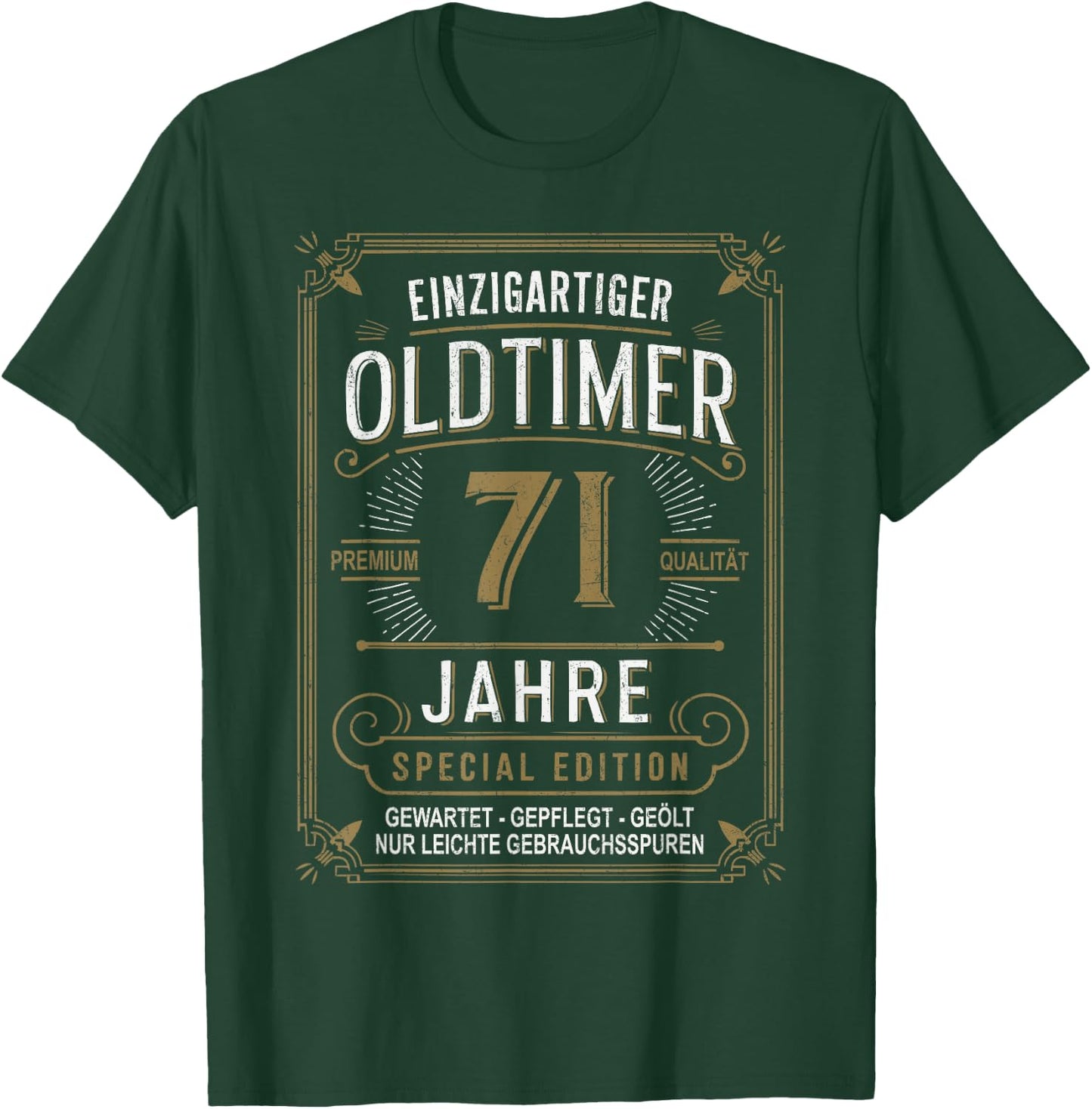 71st Birthday Man Woman 71 Years Decorative Funny Gift , black T-Shirt - T-Shirt | Forest