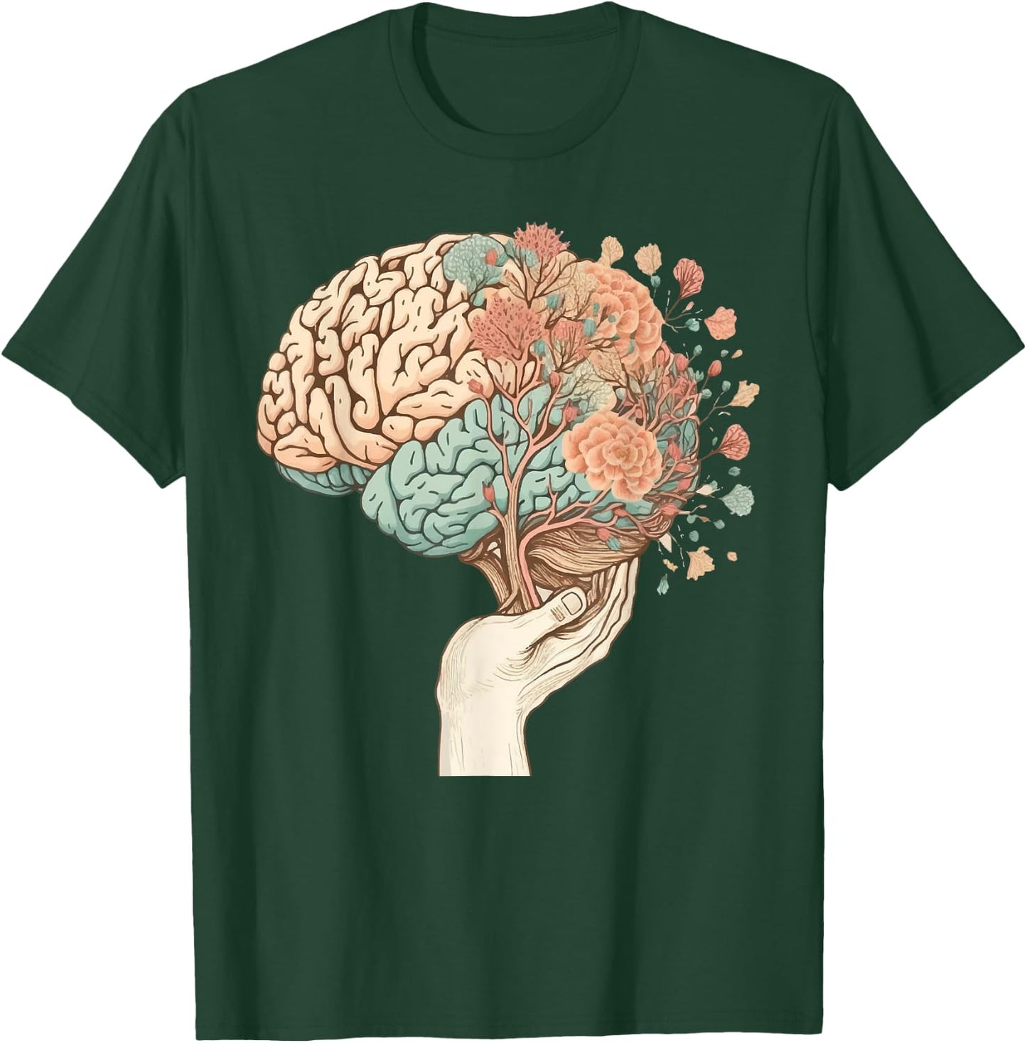 Spring Flowers Floral Brain Neurologist Neuro Science T-Shirt - T-Shirt | Forest