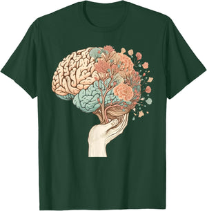 Spring Flowers Floral Brain Neurologist Neuro Science T-Shirt - T-Shirt | Forest