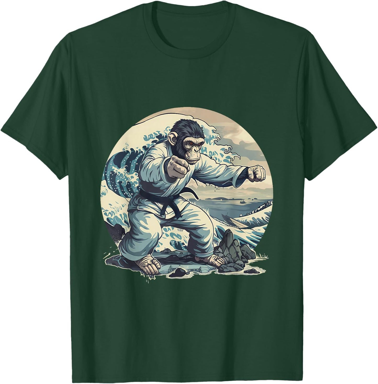 Judo Monkey Waves Kung Fu Judo Monkey Lover Taekwondo T-Shirt - T-Shirt | Forest