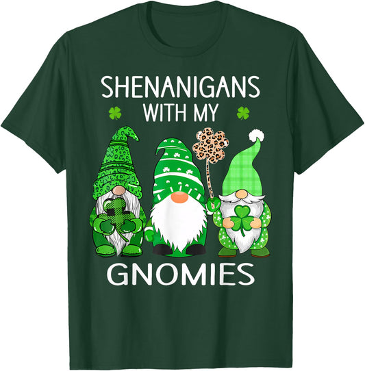St Patricks Day Lucky Shamrock Leopard Gnomes Irish Women T-Shirt - T-Shirt | Forest