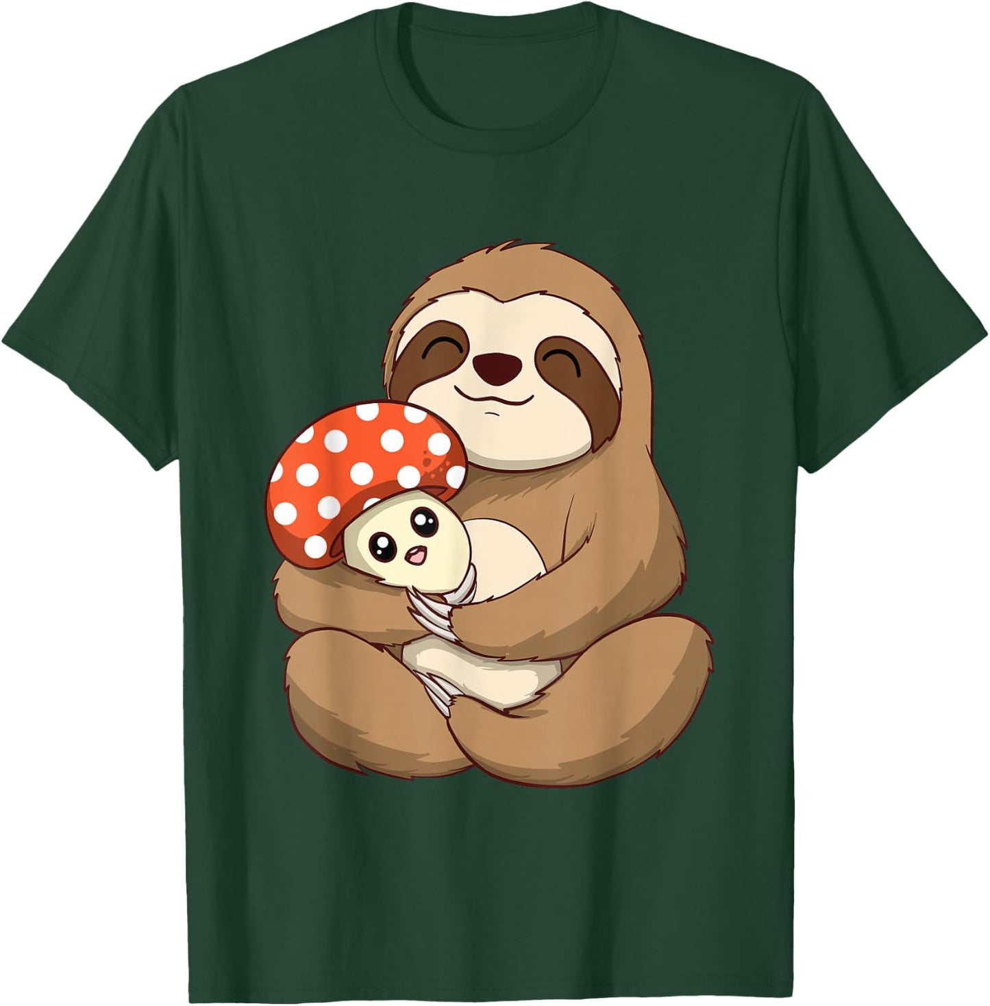 Hugging Sloth And Mushroom - Zookeeper Wildlife Animal Lover T-Shirt - T-Shirt | Forest