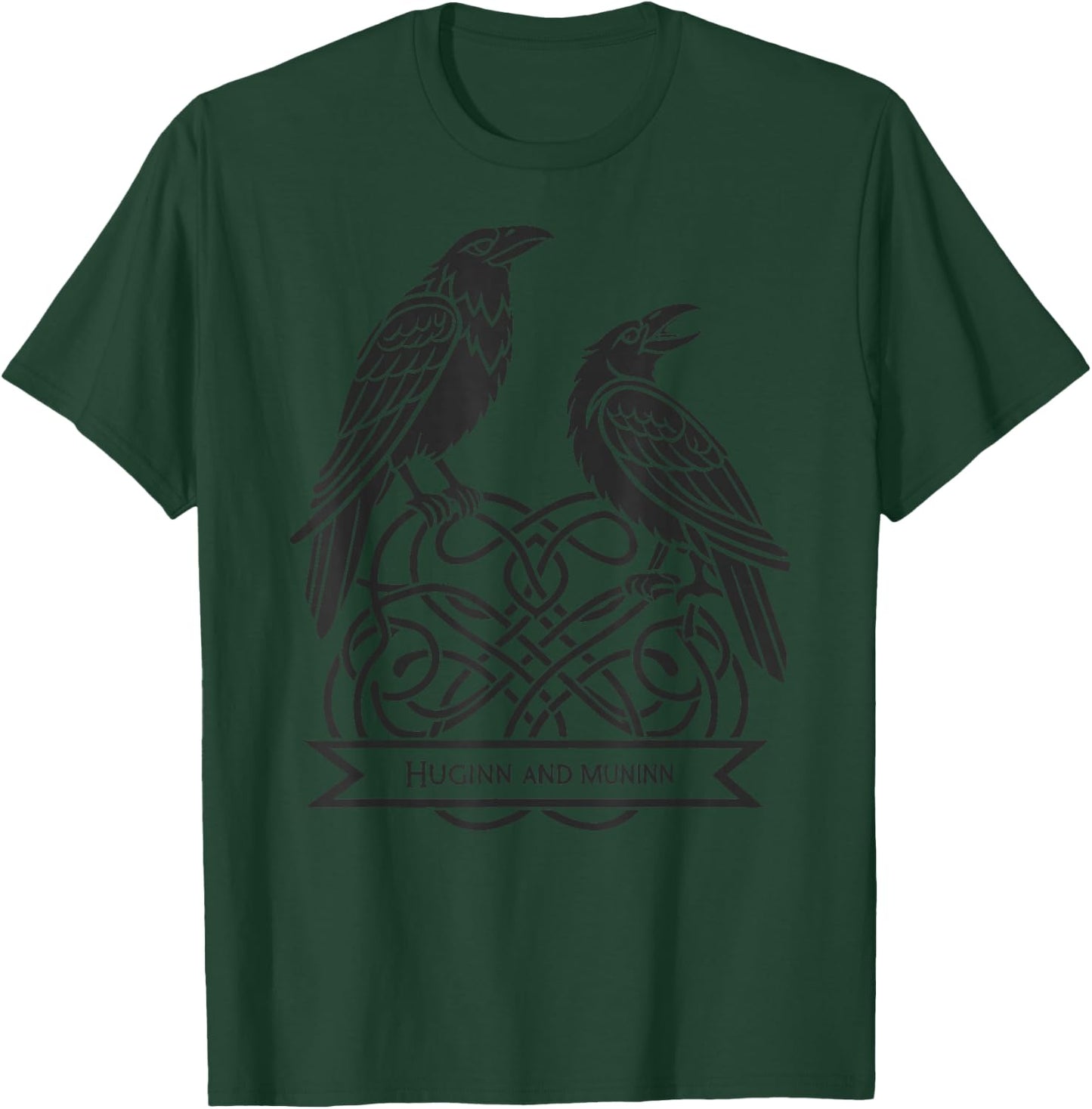 Ancient Celtic Knotwork Ravens – Huginn & Muninn Viking T-Shirt - T-Shirt | Forest