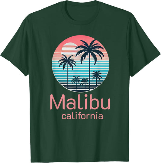 Malibu CA California Souvenir Vacation Reminder Men Women T-Shirt - T-Shirt | Forest