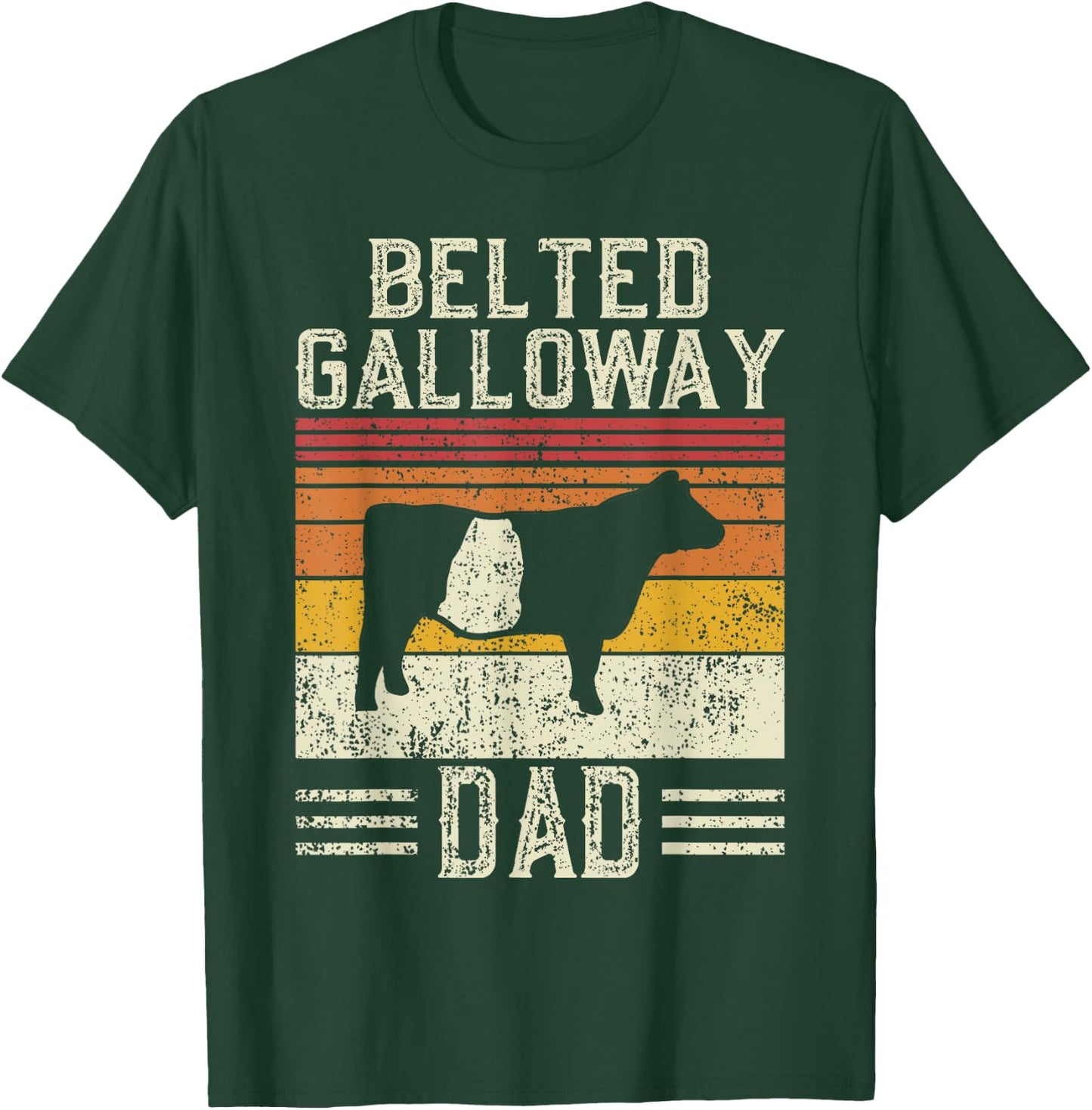 Best Cow Dad Men - Vintage Cattle Belted Galloway T-Shirt - T-Shirt | Forest
