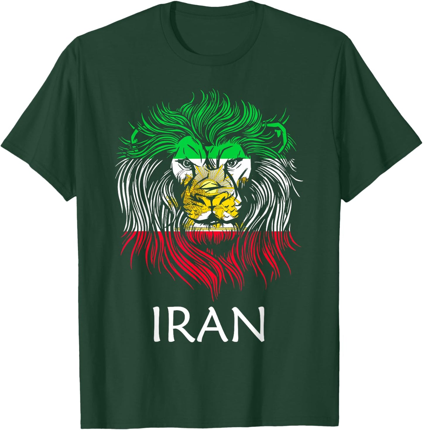 Iranian Lion Head Flag Iran , black T-Shirt - T-Shirt | Forest
