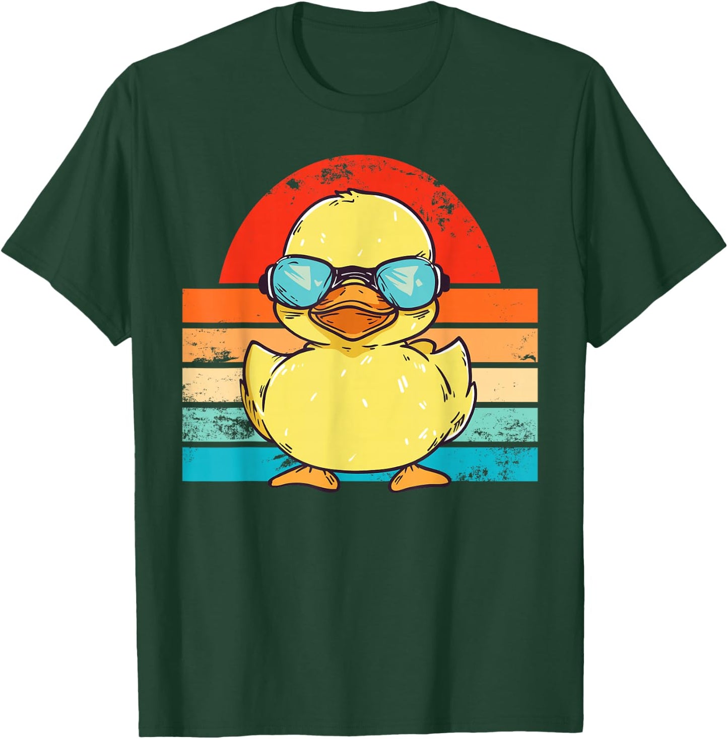 Cool Retro Yellow Duck in Sunglasses 70s 80s Funny Duck T-Shirt - T-Shirt | Forest