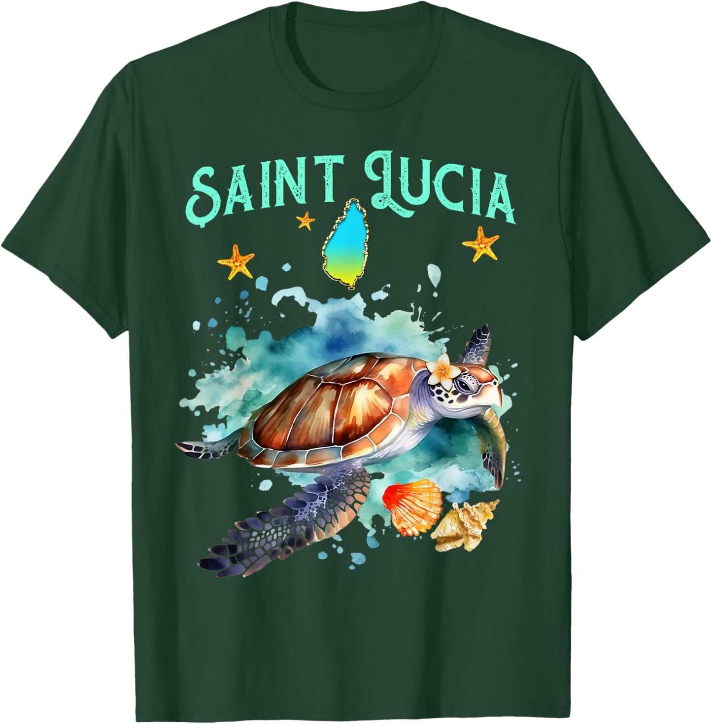 Tortue Marine De L'île De Sainte-Lucie Homme Femme Enfant T-Shirt - T-Shirt | Forest
