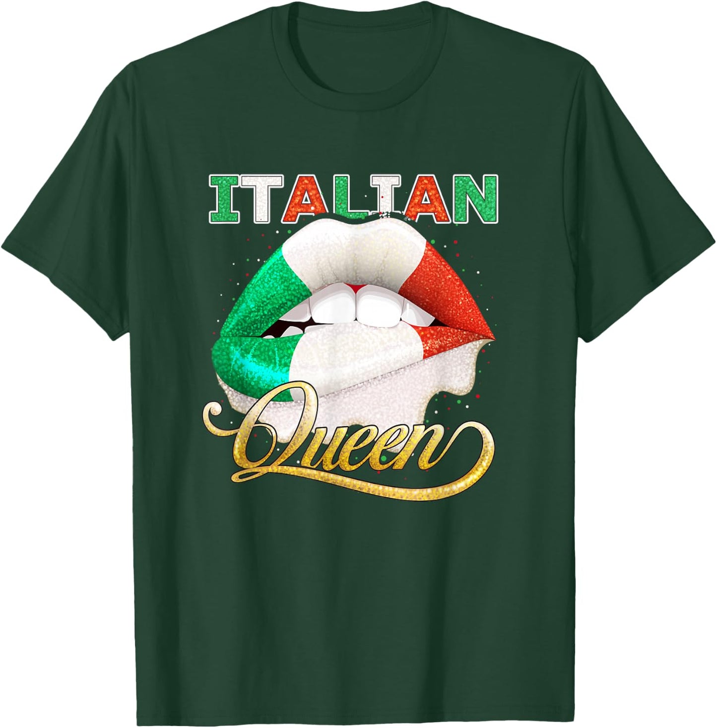 Italian Flag Lips Shirt Women Girls Italy Italian Queen T-Shirt - T-Shirt | Forest