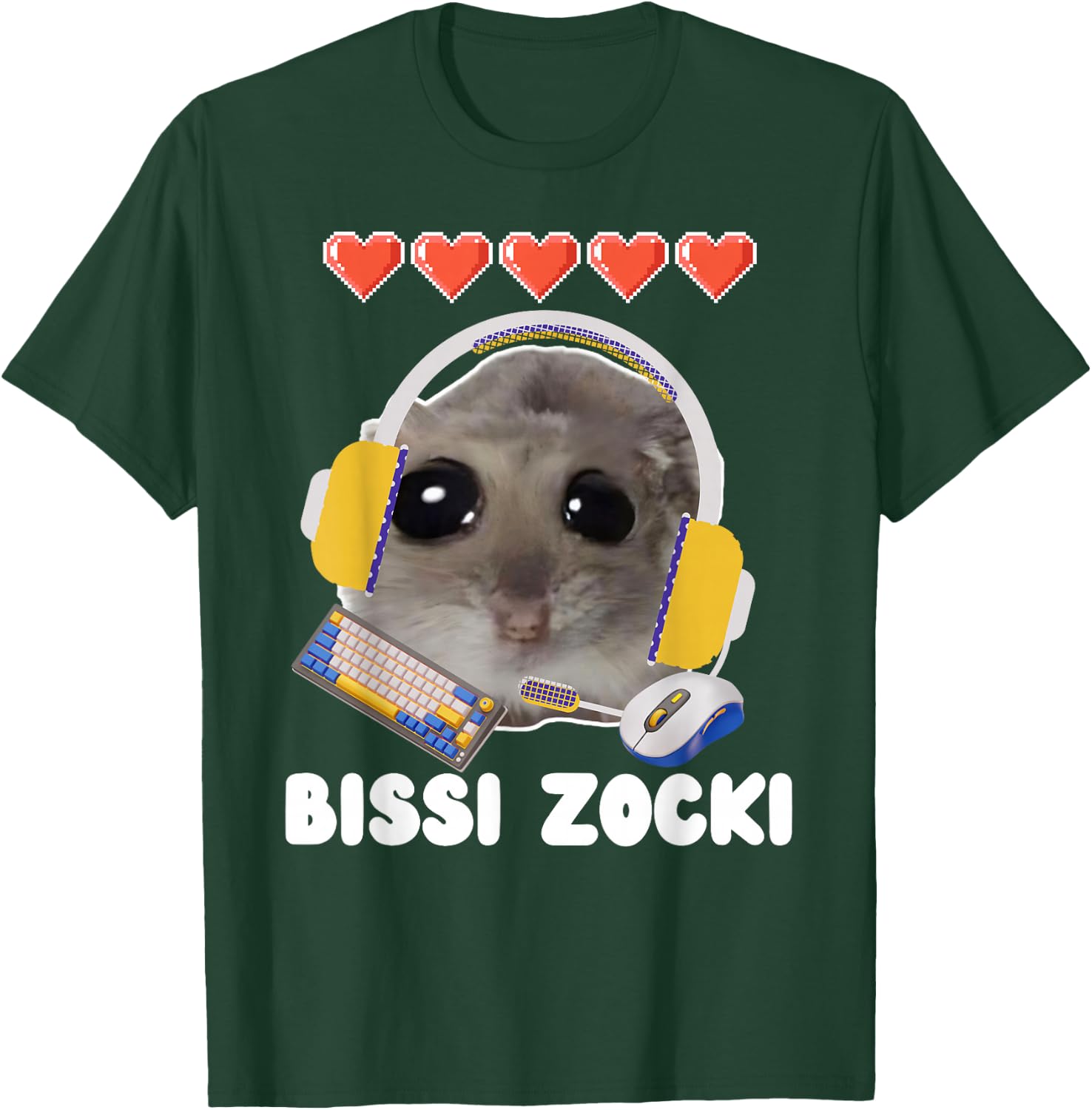 Bissi Zocki Funny Sad Hamster Cute Hamstie , black T-Shirt - T-Shirt | Forest