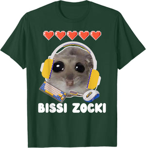 Bissi Zocki Funny Sad Hamster Cute Hamstie , black T-Shirt - T-Shirt | Forest