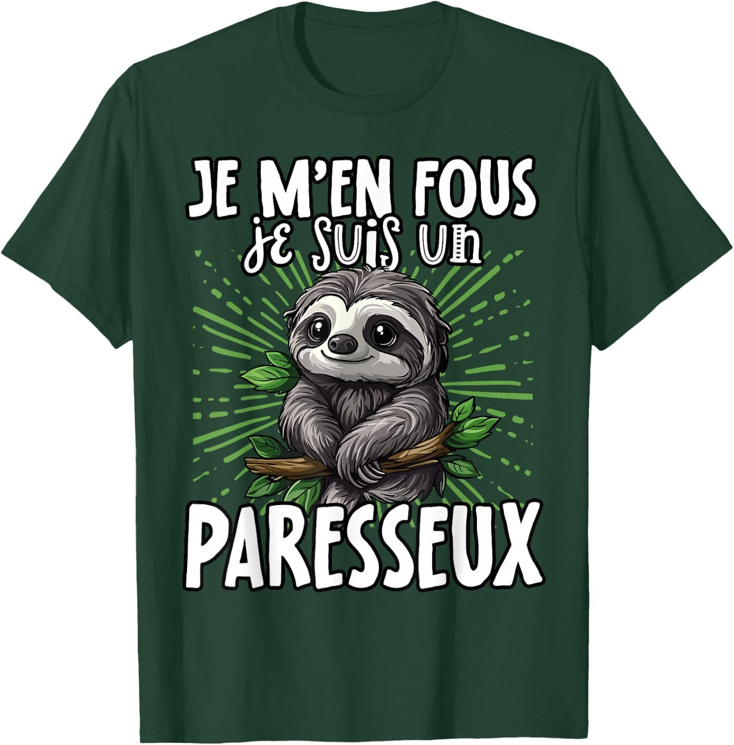 Je M'en Fous Je Suis Un Lazy - Cute Sloth , Black, S T-Shirt - T-Shirt | Forest