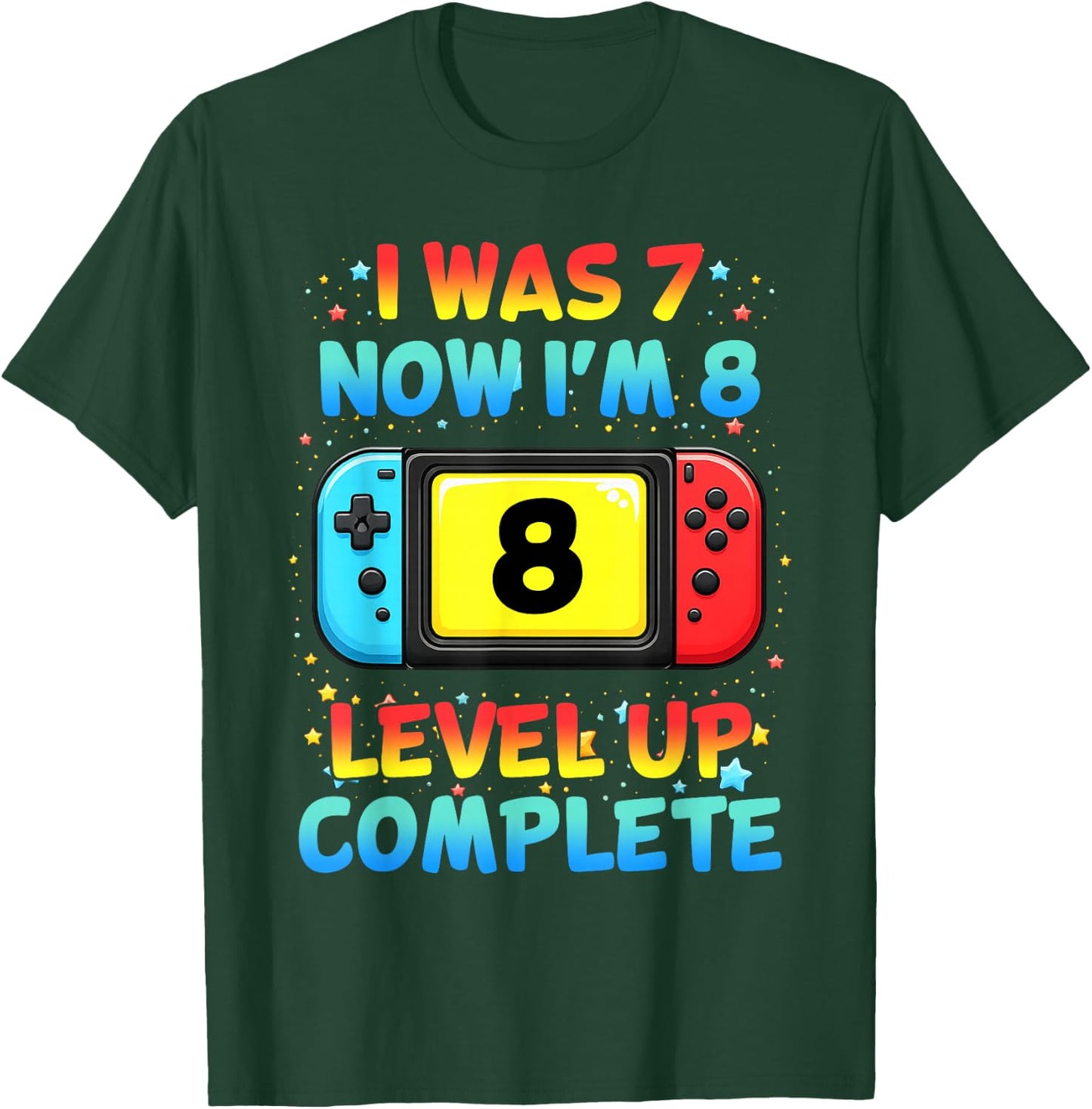I was 7 Now I'm 8 Funny Controller Gaming 8th Birthday T-Shirt - T-Shirt | Forest