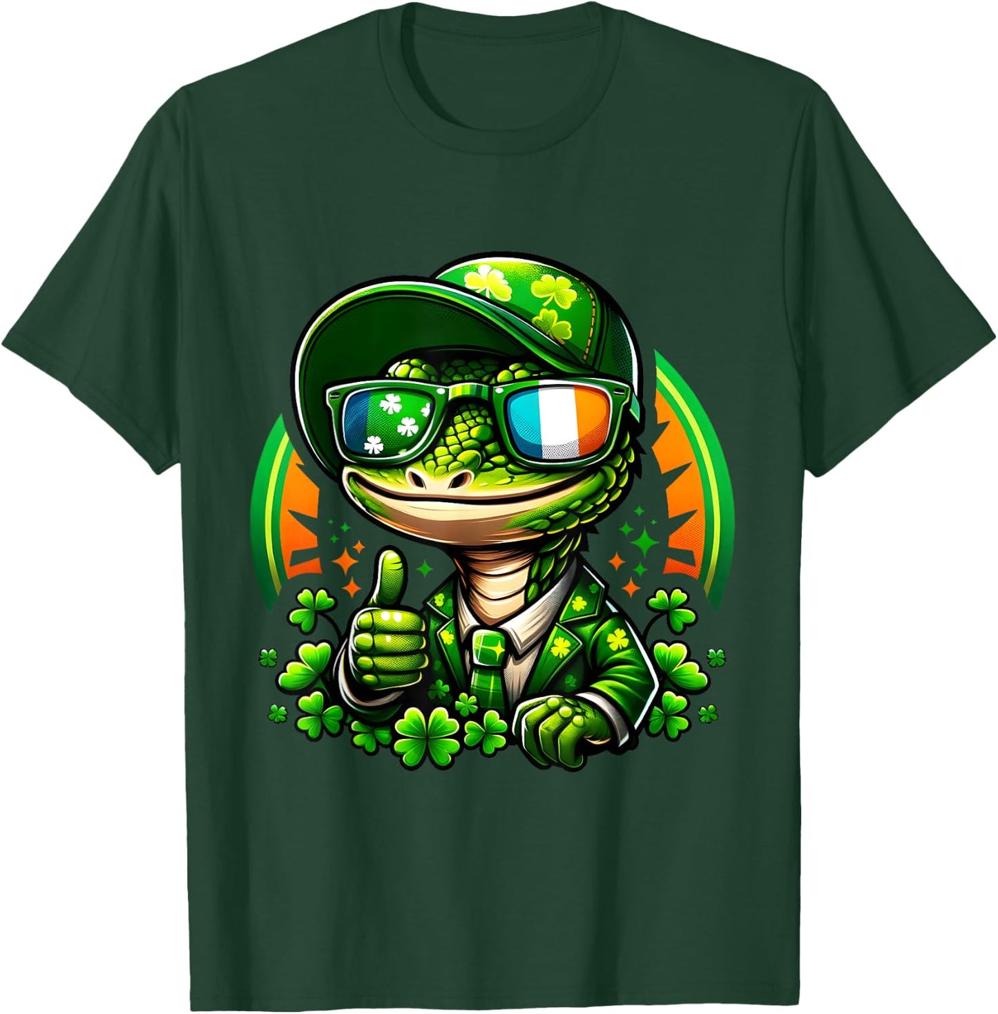 St Patrick's Day Funny Lizard Lucky Charm Clover Adult Kids T-Shirt - T-Shirt | Forest