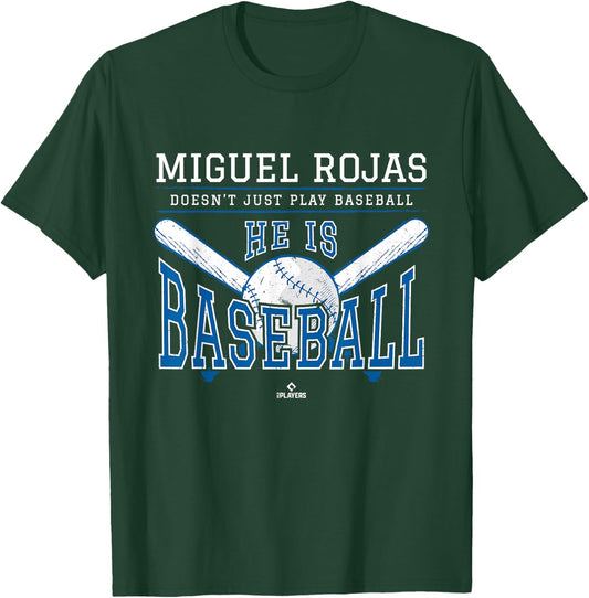 He is Baseball Miguel Rojas Los Angeles Baseball MLBPA T-Shirt - T-Shirt | Forest