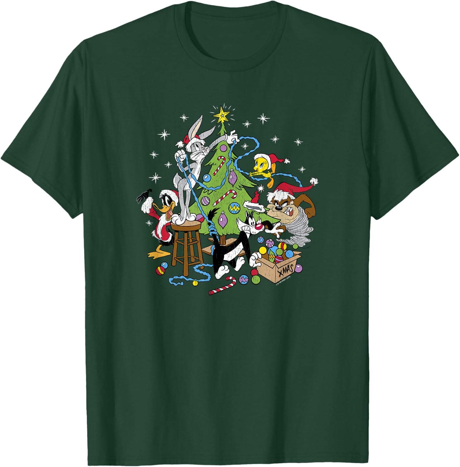 Looney Tunes Christmas Group Shot Decorate The Tree T-Shirt - T-Shirt | Forest