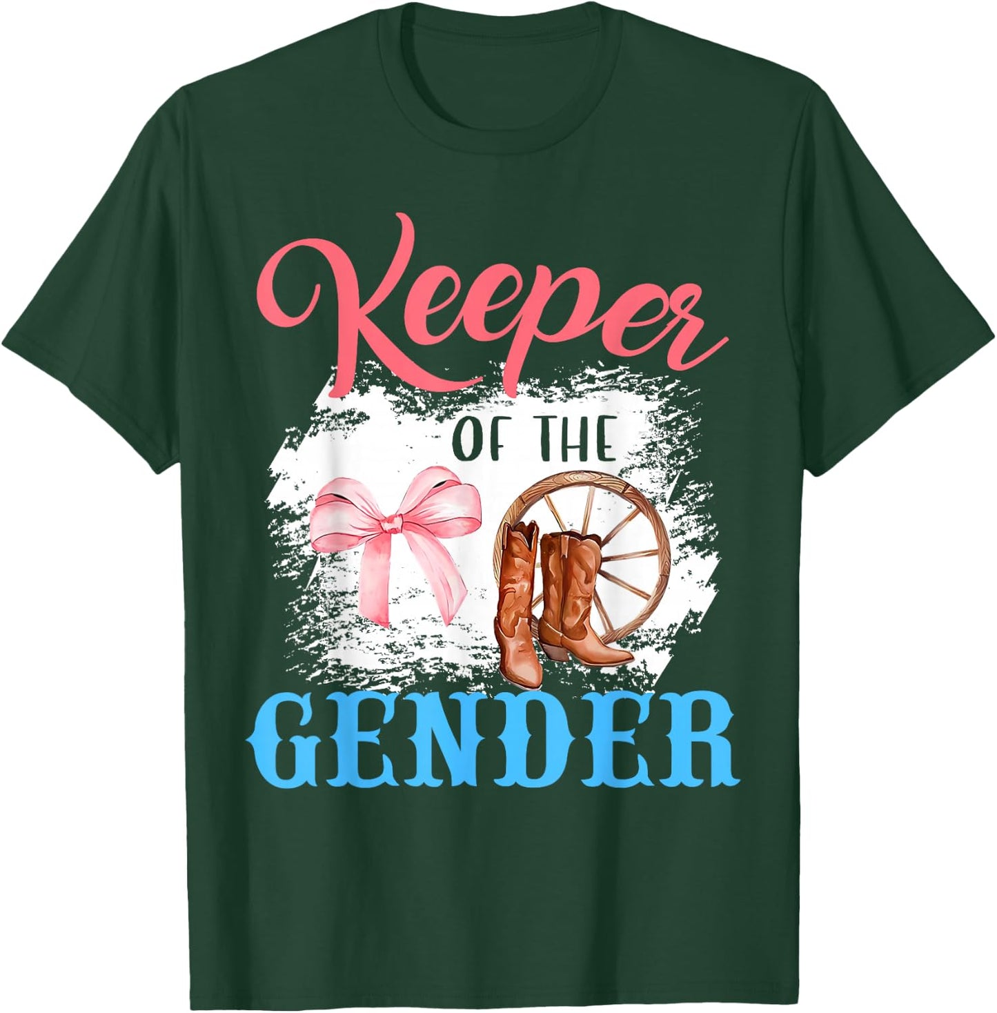 Western Gender Reveal Keeper of the Gender Baby Announcement , Small, Black T-Shirt - T-Shirt | Forest