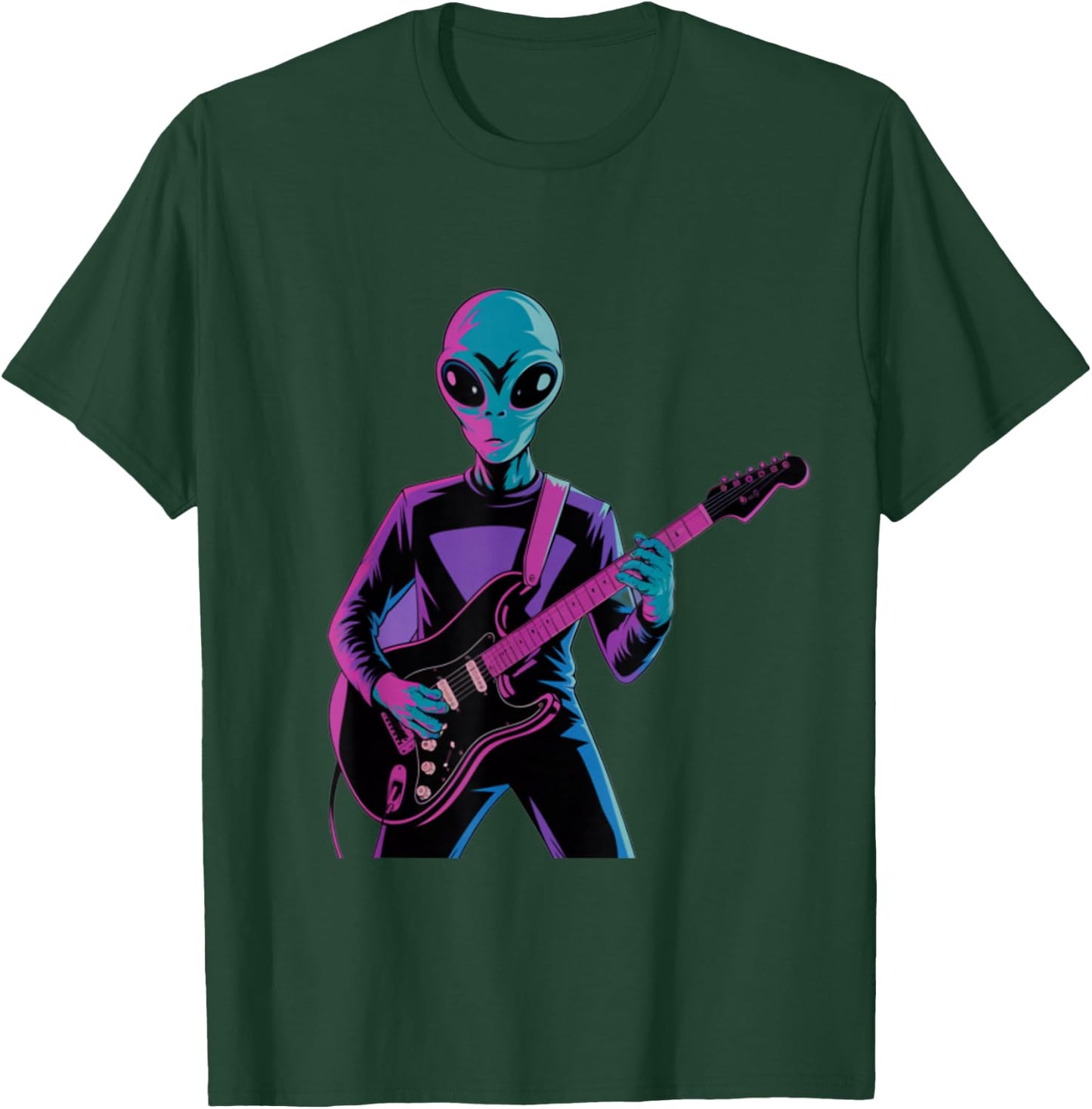 Funny Guitarist Alien Graphic Guitars Alien Alien Guitarists T-Shirt - T-Shirt | Forest