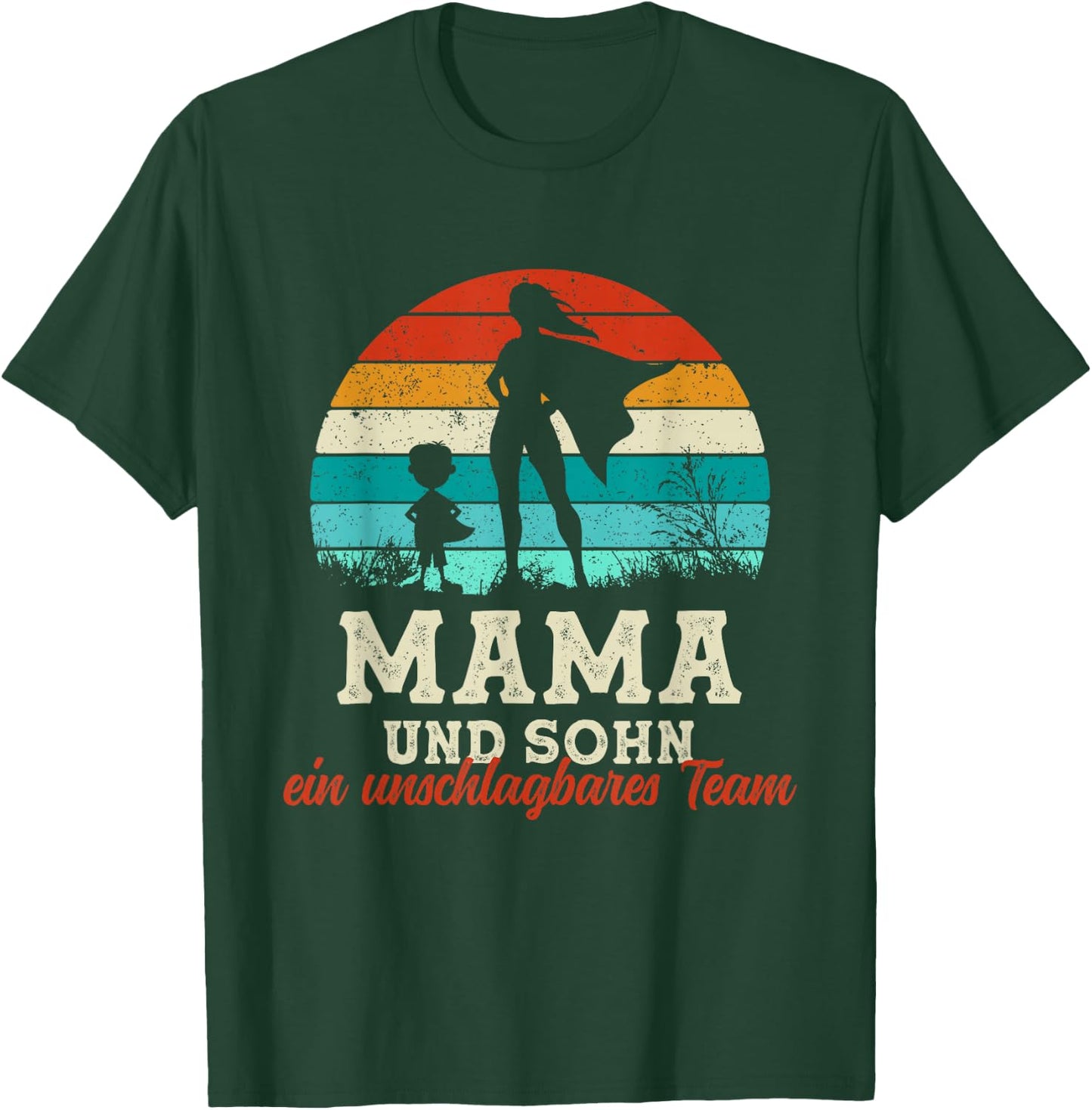 Team Mama and Son Superhero Mother's Day Proud Super Mama T-Shirt - T-Shirt | Forest